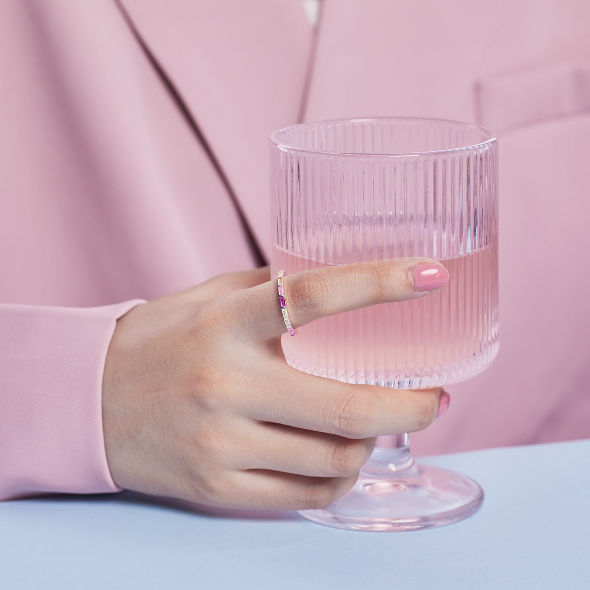 [AuraEcho]Exquisite Multicolored Emerald Cut Daily Ring
