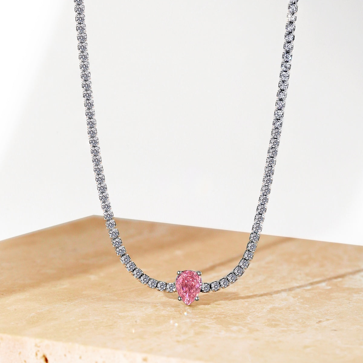 [AuraEcho]1.0 carat Unique Pear Cut Tennis Necklace
