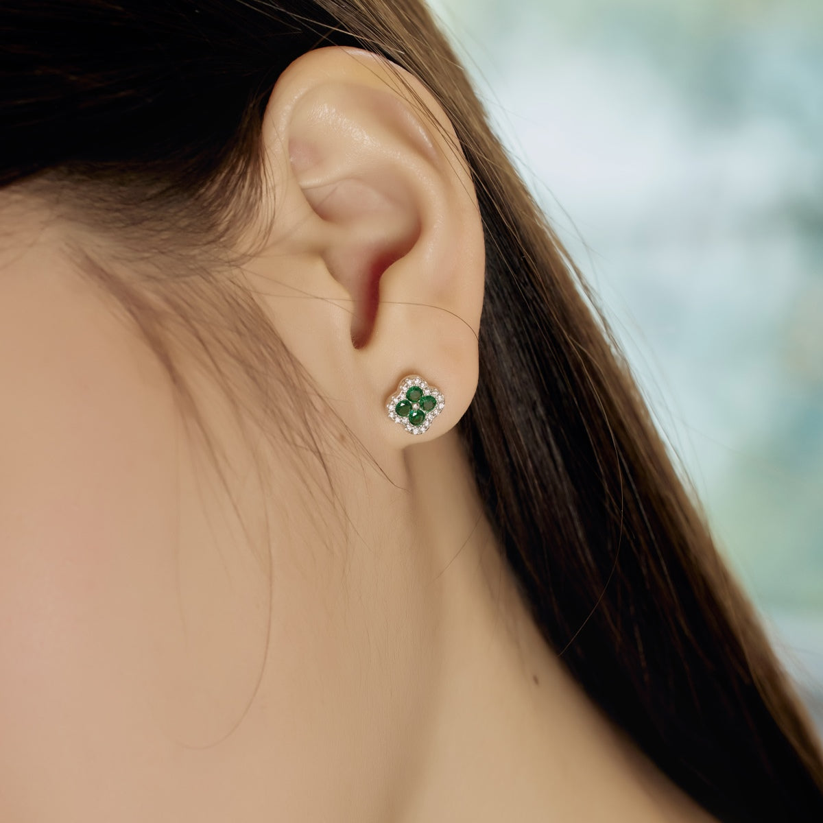 [AuraEcho]Four-Leaf Clover Flower Shaped Earrings
