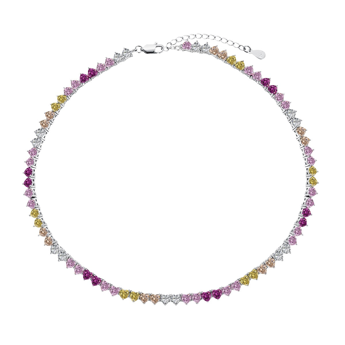 [AuraEcho]Sparkling Colorful Full Heart Tennis Necklace