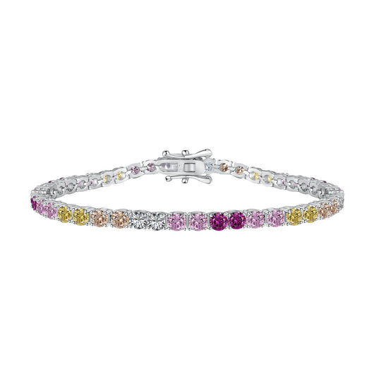 [AuraEcho]Radiant Colorful Round Cut Tennis Bracelet