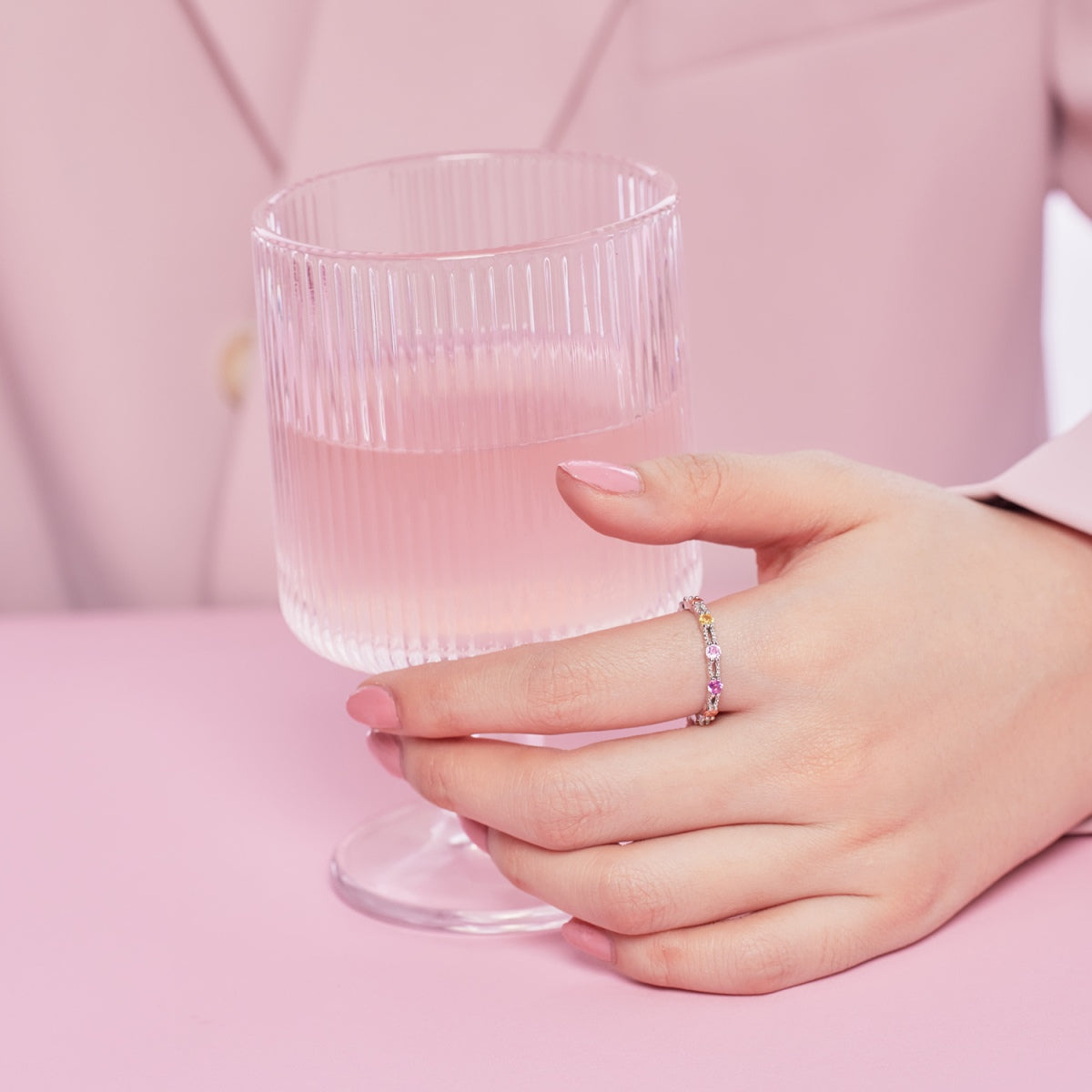 [AuraEcho]Sparkling Colorful Round Cut Tennis Ring