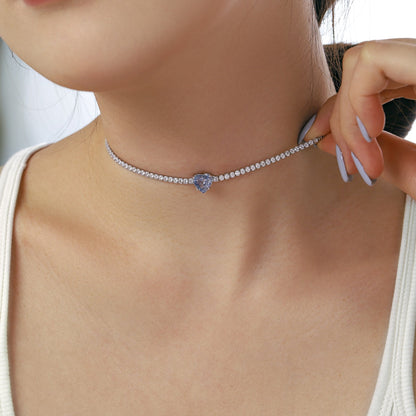 [AuraEcho]2.0 Carat Sparkling Tennis Heart Cut Necklace