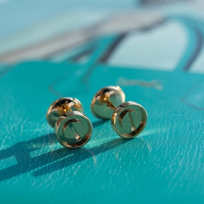 [AuraEcho]LOVE EARRINGS PINK GOLD 10MM