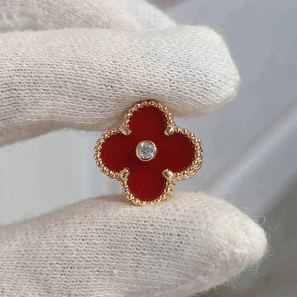 [AuraEcho]CLOVER MEDIUM 1 MOTIFS CARNELIAN  DIAMOND earrings