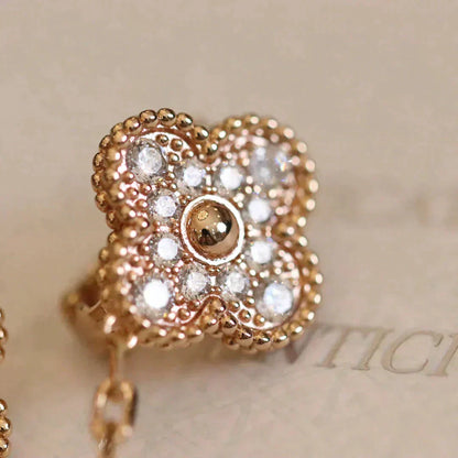[AuraEcho]CLOVER MEDIUM 1 MOTIFS FUll DIAMOND EARRINGS