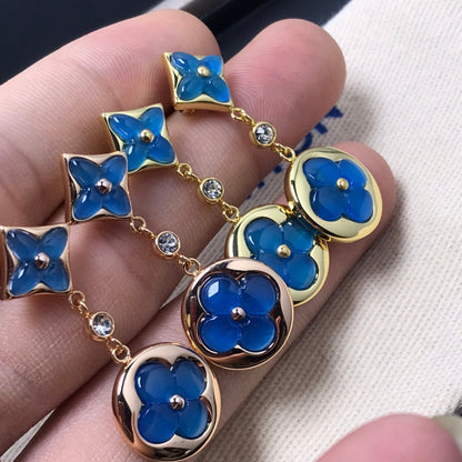 [AuraEcho]STAR AND SUN AGATE DIAMOND EARRINGS