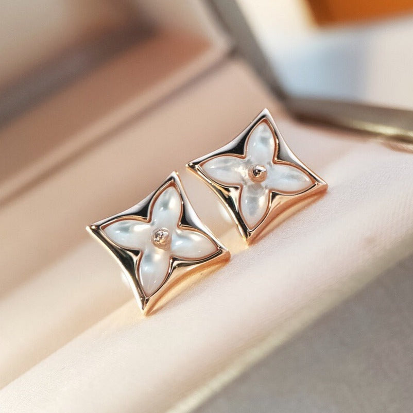 [AuraEcho]STAR MOP PINK GOLD EARRINGS