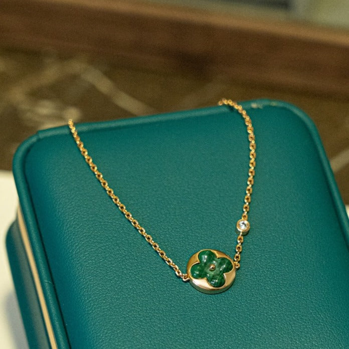 [AuraEcho]SUN MALACHITE 1 DIAMOND PINK GOLD BRACELET