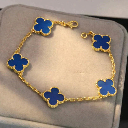 [AuraEcho]CLOVER 5 MOTIFS BLUE AGATE BRACELET