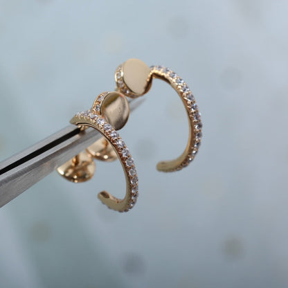 [AuraEcho]JUSTE EARRINGS 12.75MM PINK GOLD DIAMOND