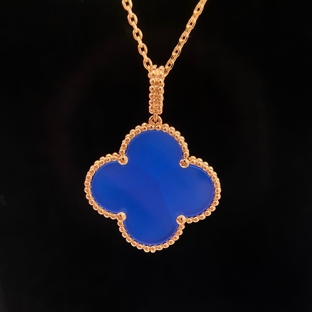 [AuraEcho]CLOVER 25MM NECKLACE TURQUOISE ROSE GOLD