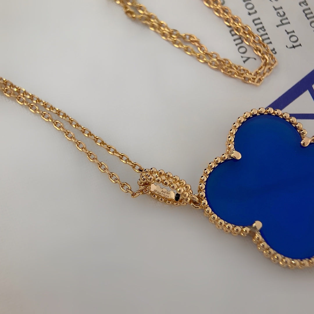 [AuraEcho]CLOVER 25MM NECKLACE TURQUOISE ROSE GOLD