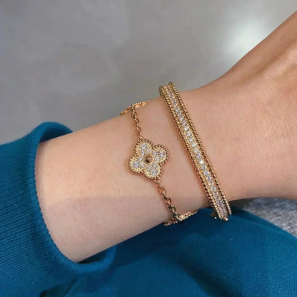 [AuraEcho]CLOVER 5 MOTIFS  FULL DIAMOND BRACELET