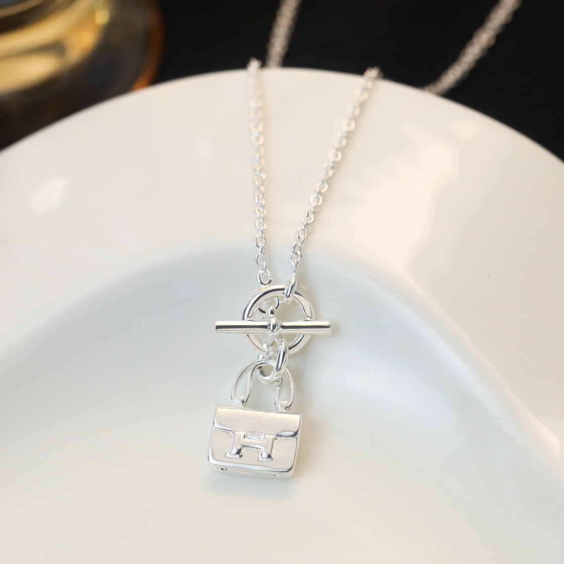 [AuraEcho]POP H PEDANT SILVER NECKLACE