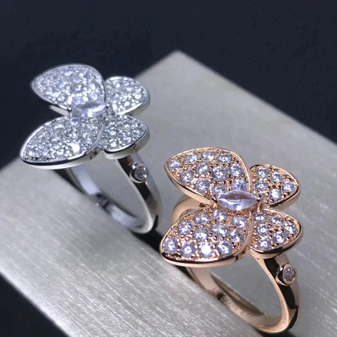[AuraEcho]BUTTERFLY PINK GOLD DIAMOND RING