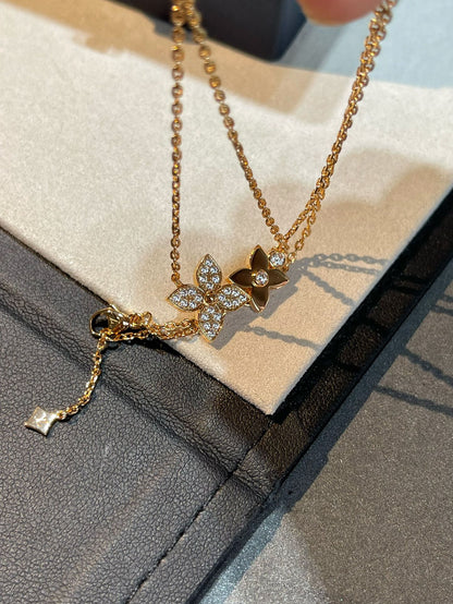 [AuraEcho]STAR BLOSSOM NECKLACE PINK GOLD DIAMONDS