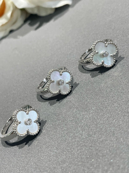 [AuraEcho]CLOVER SILVER MOP DIAMOND RING