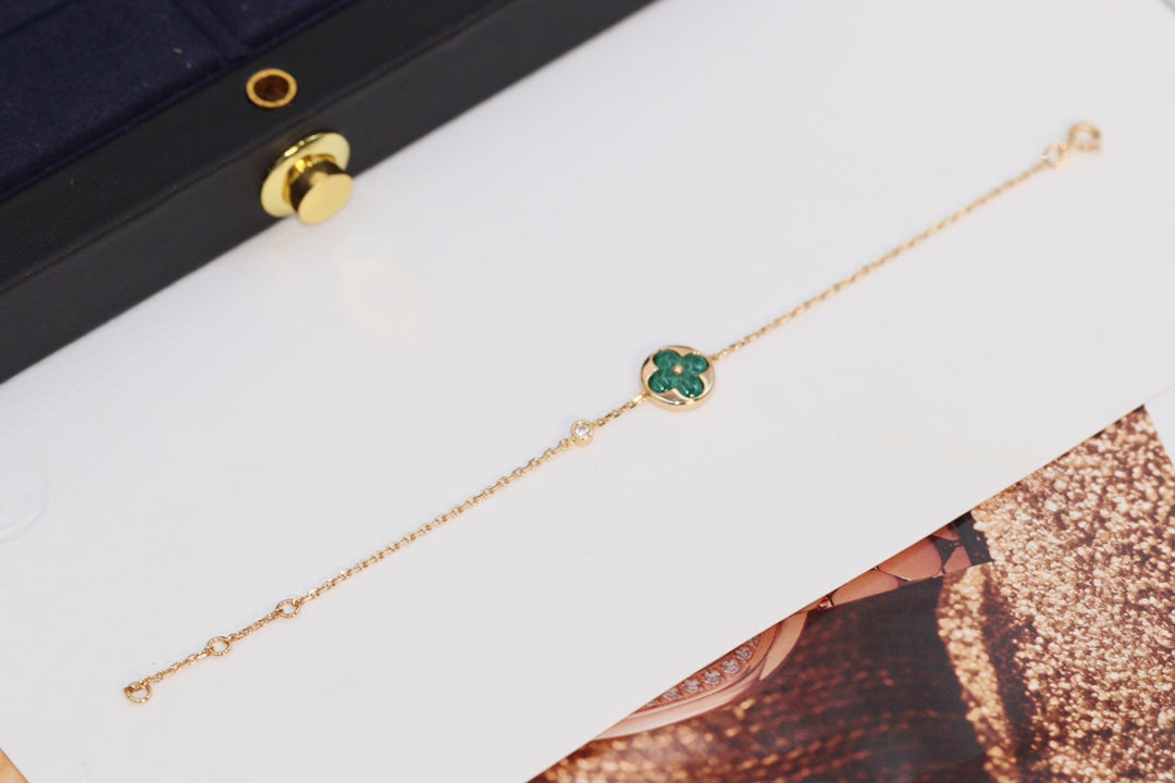 [AuraEcho]STAR AND SUN 4 MOTIF PINK GOLD MALACHITE BRACELET