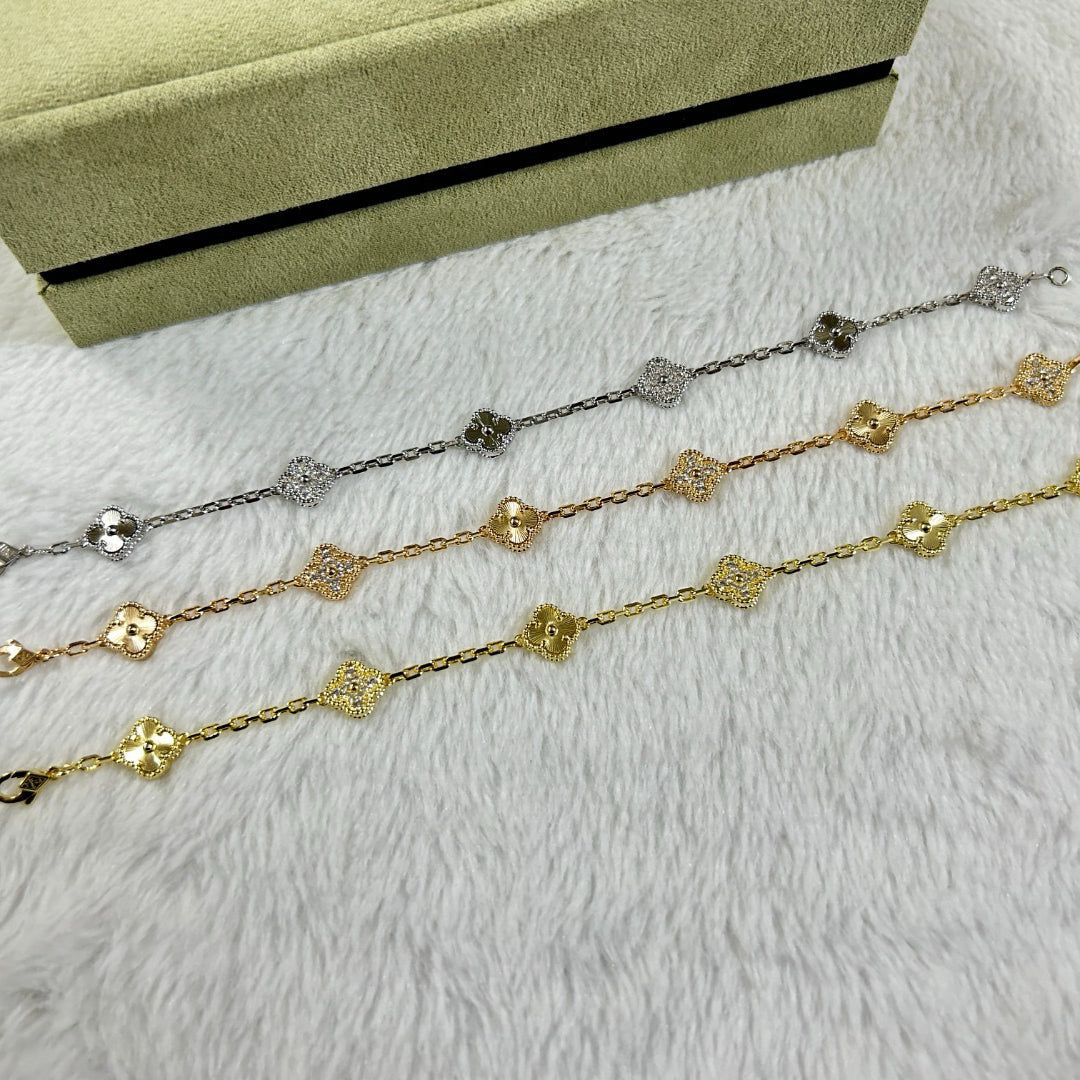 [AuraEcho]CLOVER 6 MOTIF DIAMOND LASER BRACELET