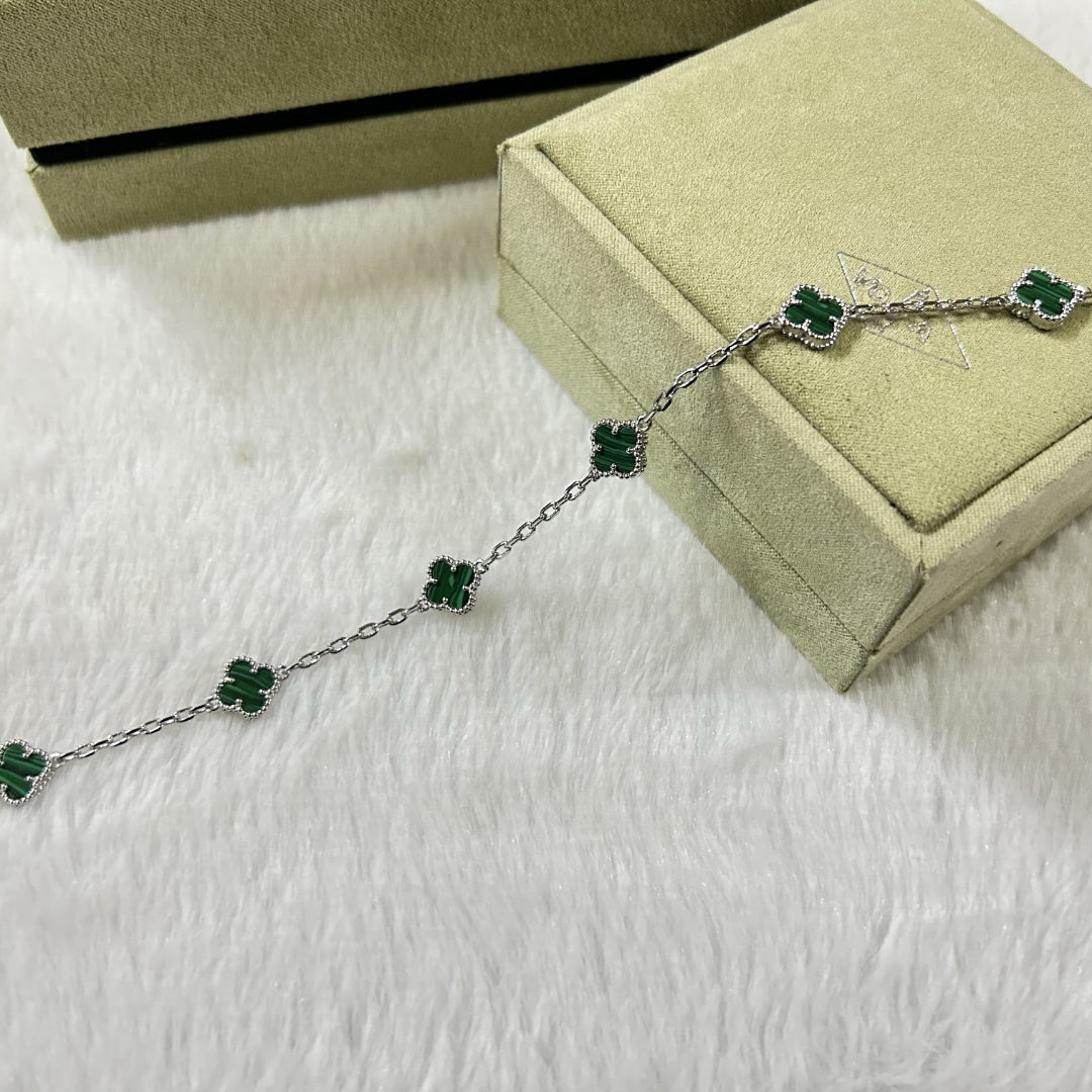 [AuraEcho]CLOVER 6 MOTIF MALACHITE BRACELET