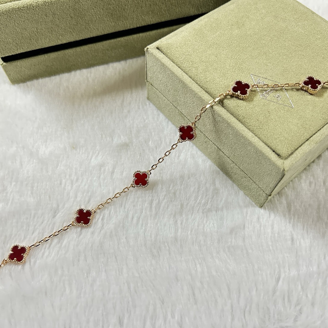 [AuraEcho]CLOVER 6 MOTIF RED AGATE BRACELET