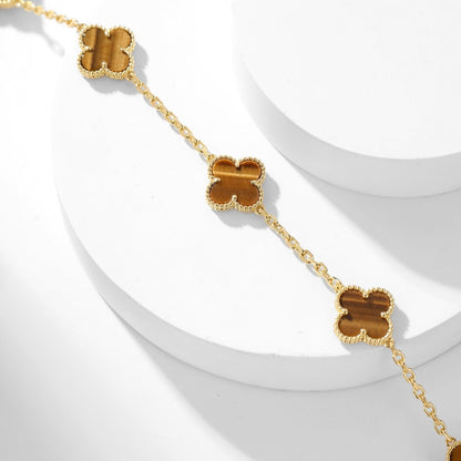 [AuraEcho]CLOVER 10 MOTIFS TIGER EYE NECKLACE