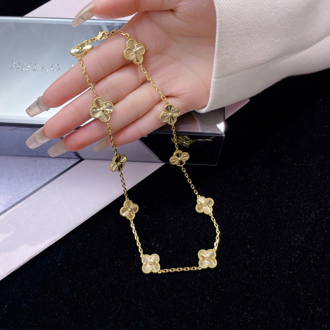 [AuraEcho]CLOVER 10 MOTIFS LASER NECKLACE