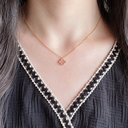 [AuraEcho]CLOVER 9.5MM PINK MOTHER OF PEARL SINGLE FLOWER NECKLACE