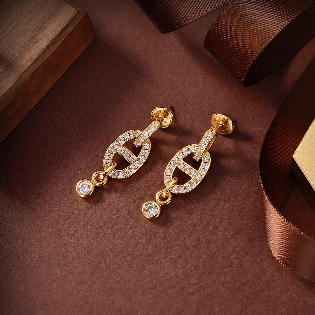 [AuraEcho]HM CHAINE DIAMOND EARRINGS