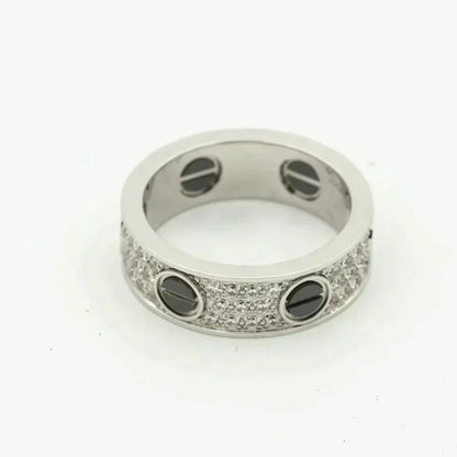 [AuraEcho]LOVE RING 5.5MM DIAMONDS PAVED CERAMIC