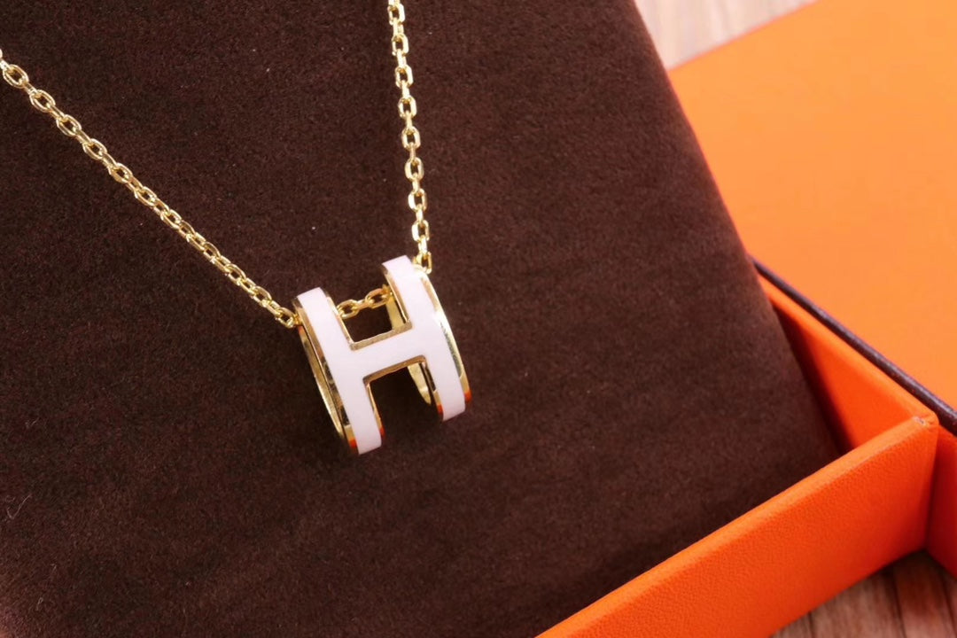 [AuraEcho]HM CLIC YELLOW ENAMEL GOLD NECKLACE