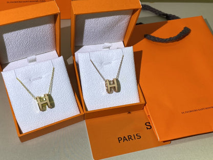 [AuraEcho]HM CLIC YELLOW ENAMEL GOLD NECKLACE