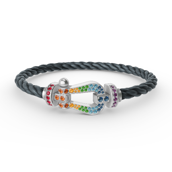 [AuraEcho]FORC LARGE HORSESHOE  COLORED DIAMOND BRACELET SILVER