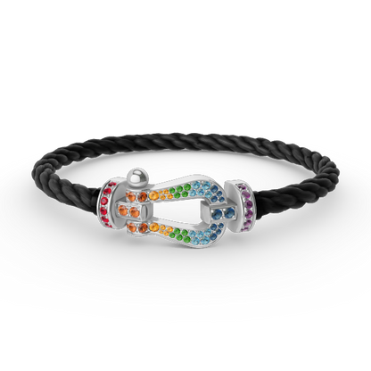 [AuraEcho]FORC LARGE HORSESHOE  COLORED DIAMOND BRACELET SILVER