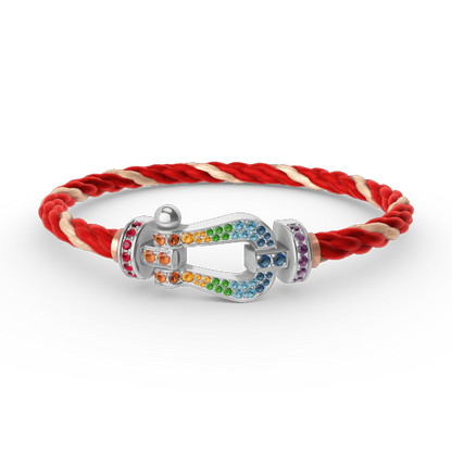 [AuraEcho]FORC LARGE HORSESHOE  COLORED DIAMOND BRACELET SILVER