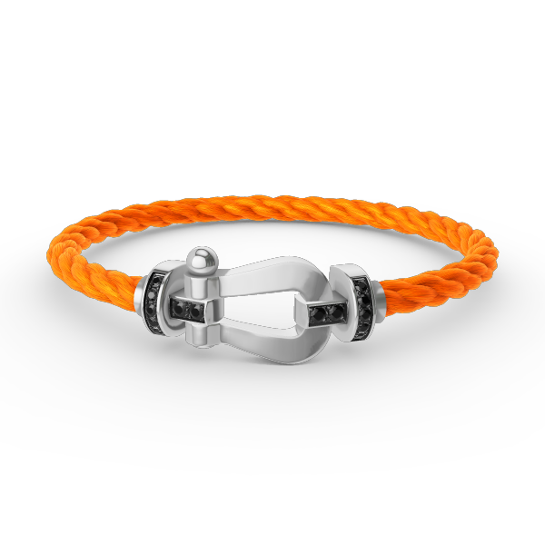 [AuraEcho]FORCE LARGE HORSESHOE BLACK DIAMOND BRACELET SILVER