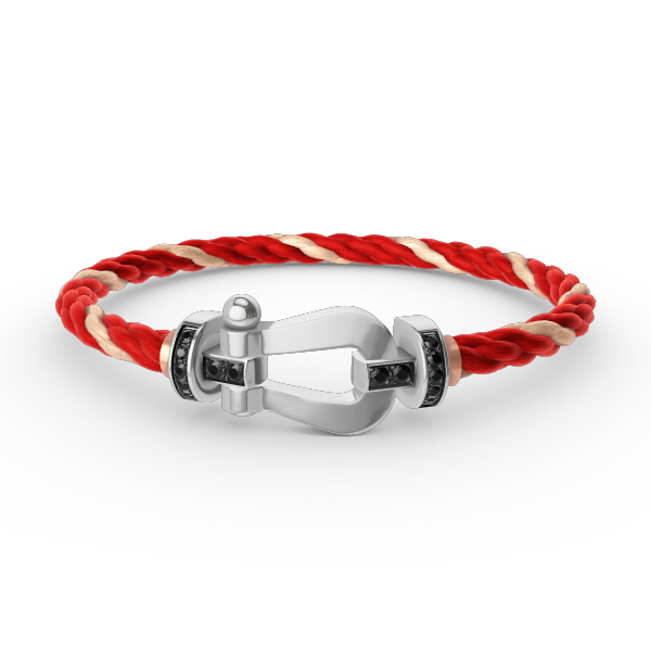 [AuraEcho]FORCE LARGE HORSESHOE BLACK DIAMOND BRACELET SILVER