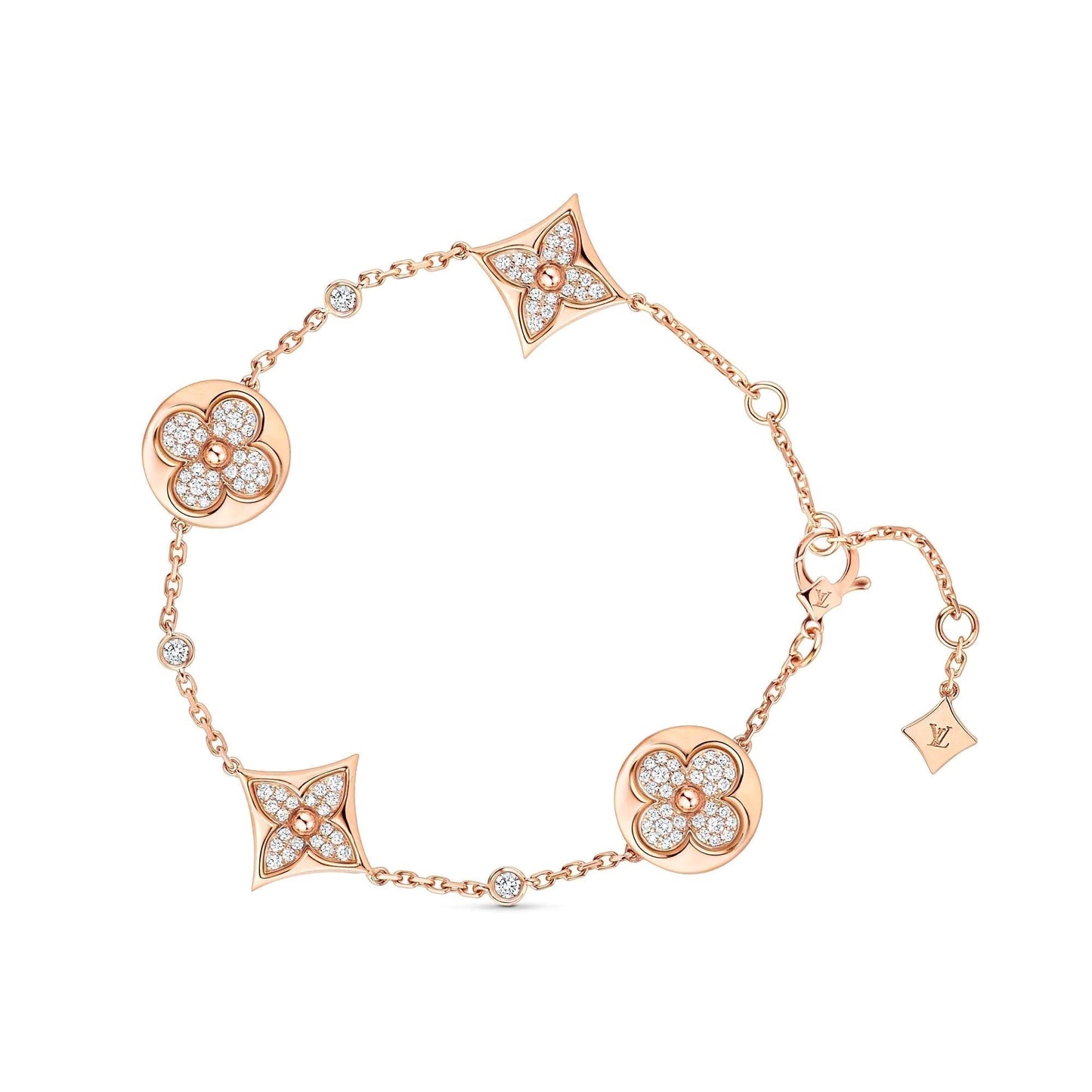[AuraEcho]STAR AND SUN 4 MOTIFS GOLD DIAMONDS BRACELET
