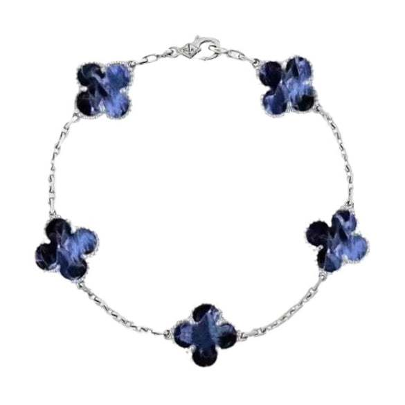 [AuraEcho]CLOVER 5 MOTIF PIETERSITE SILVER BRACELET