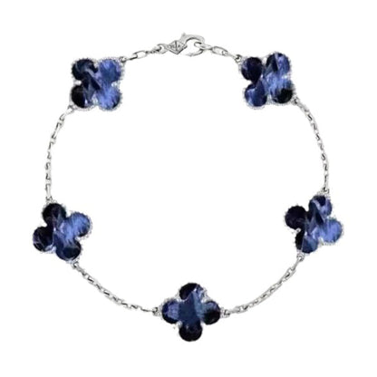[AuraEcho]CLOVER 5 MOTIF PIETERSITE SILVER BRACELET