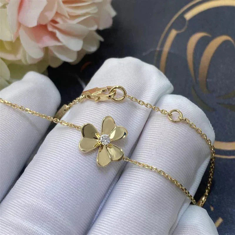 [AuraEcho]FRIVOLE GOLD FLOWER PINK MALACHITE BRACELET