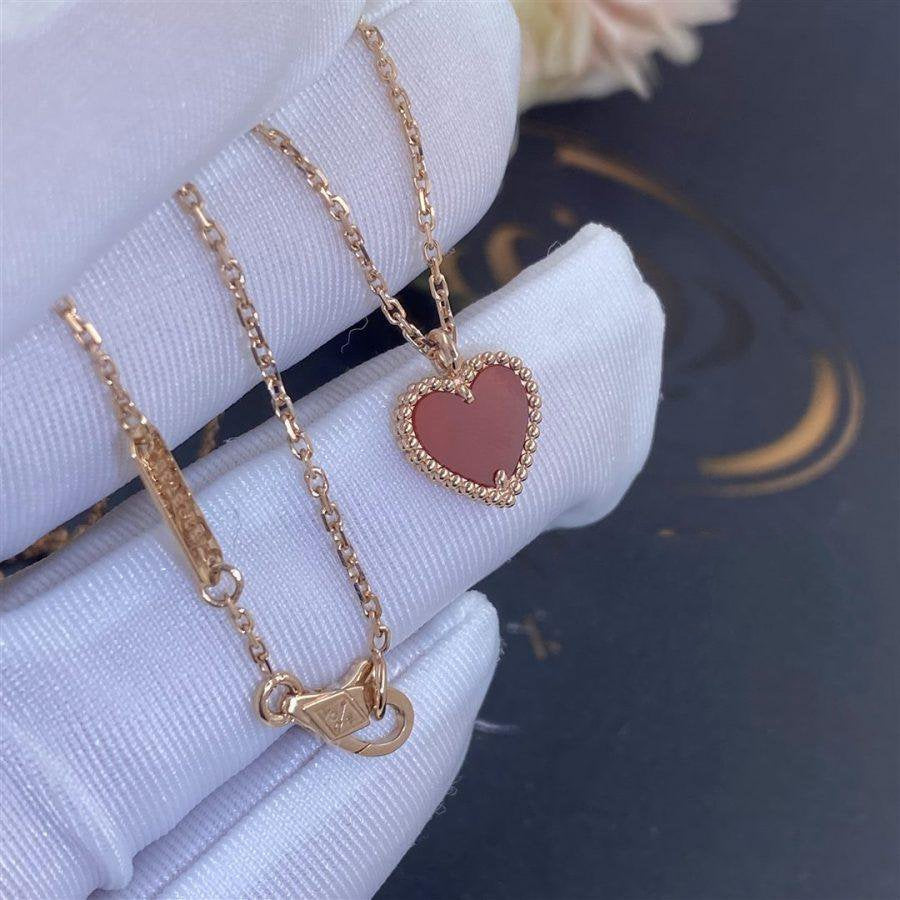 [AuraEcho]SWEET CLOVER CARNELIAN HEART NECKLACE