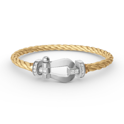 [AuraEcho]FORCE LARGE HORSESHOE HALF DIAMOND BRACELET SILVER