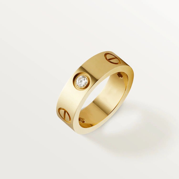 [AuraEcho]LOVE RING 5.5MM 3 DIAMONDS PINK GOLD
